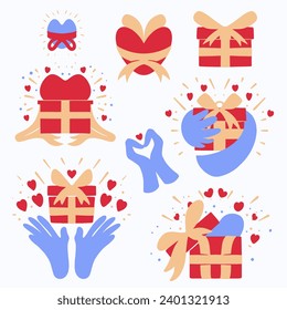 Valentine GIft Flat Vector Illustration