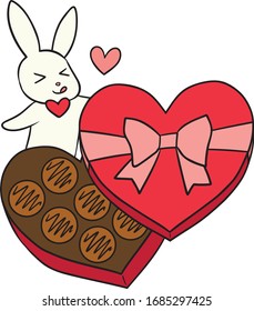 valentine gift given by cute vector bunny