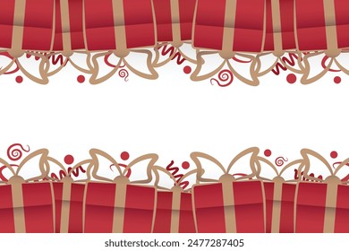 Valentine gift red gift box border. Frame of Red surprize box package with ribbon