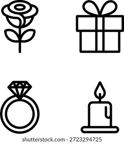 Iconos de la vela del anillo de la rosa del regalo de San Valentín