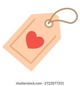 Etiqueta de regalo de San Valentín en estilo plano para diseño de embalaje romántico. Ideal para etiquetas de productos, envoltura de regalos, etiquetas de Precio, favores nupciales y marca con temas de amor.