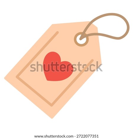 Valentine gift tag in flat style for romantic packaging design. Ideal for product labels, gift wrapping, price tags, wedding favors, and love-themed branding.