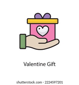 Valentine Gift Vektorgrafik gefüllt Outline Icon Design Illustration. Liebessymbol auf weißem Hintergrund EPS10-Datei