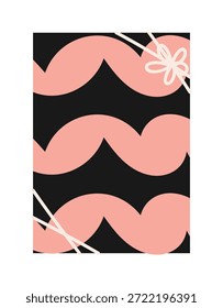 Fondo de Vector de regalo de San Valentín con patrón ondulado abstracto y Pequeño detalle de flores. Diseño moderno dibujado a mano para papel de embalaje, embalaje y tarjetas.