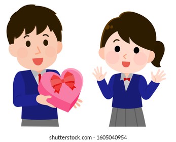 Valentine 
Give chocolate to a friend illustration