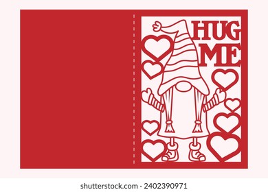 Valentine Gnome  Greeting Card Papercut