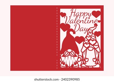 Valentine Gnome  Greeting Card Papercut