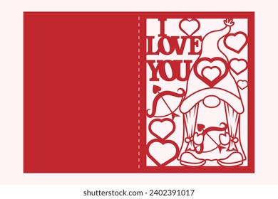Valentine Gnome  Greeting Card Papercut