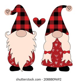 Valentine Gnome, Happy valentine, Plaid pattern, groom and bright, Heard and love, Cute gnome, boyfriend girlfriend 