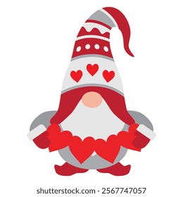 Valentine  gnome  vector cartoon illustration