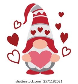 Valentine  gnome   vector cartoon illustration