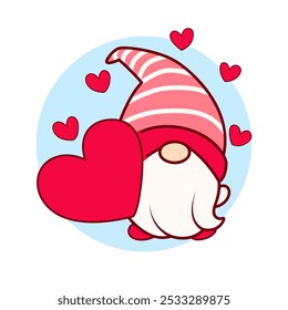 Valentine Gnomes Illustration with heart symbol