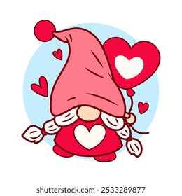 Valentine Gnomes Illustration with heart symbol