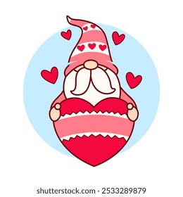 Ilustración de gnomos de San Valentín con símbolo de corazón