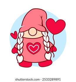 Valentine Gnomes Illustration with heart symbol