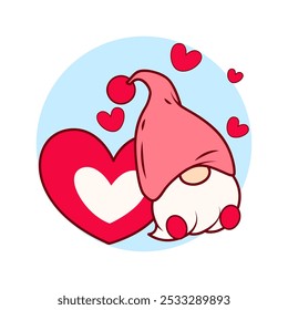 Valentine Gnomes Illustration with heart symbol