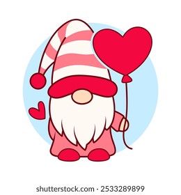 Valentine Gnomes ilustração com símbolo de coração