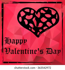 Valentine Gothic red polygonal background . Postcard for Valentine's day . vector illustration