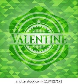 Valentine green emblem with mosaic ecological style background