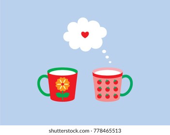 valentine greeting with beautiful cup graphic vector