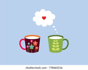 valentine greeting with beautiful cup graphic vector