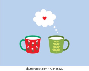 valentine greeting with beautiful cup graphic vector