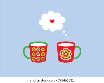 valentine greeting with beautiful cup graphic vector