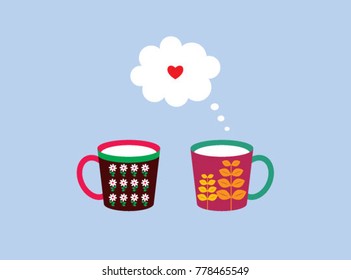 valentine greeting with beautiful cup graphic vector