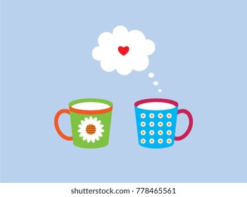 valentine greeting with beautiful cup graphic vector