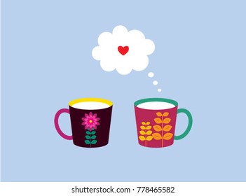 valentine greeting with beautiful cup graphic vector