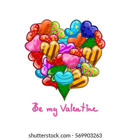 Valentine greeting card with cartoon heart