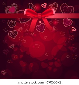 Valentine greeting card with different red hearts