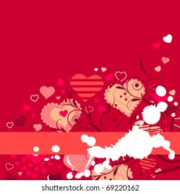 Tarjeta de saludo de San Valentín con diferentes corazones rojos