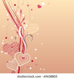 Valentine greeting card with different red hearts