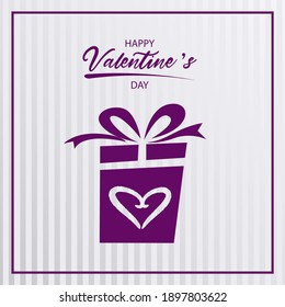 Valentine greeting card with gift in purple design