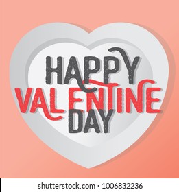 Valentine greeting card with the inscription of a happy Valentine's Day.
 Greeting card concept in the form of a paper heart. 
Vector illustration isolated on white background for Valentine Day 