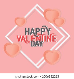 Valentine greeting card with the inscription of a happy Valentine's Day.
 Greeting card concept in the form of a paper heart. 
Vector illustration isolated on white background for Valentine Day 