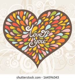 Valentine greeting card. Love romantic vector illustration