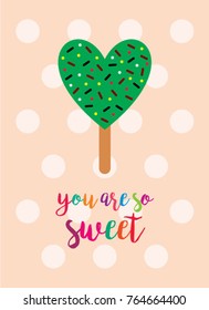 valentine greeting card with popsicle graphic