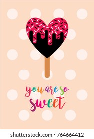 valentine greeting card with popsicle graphic