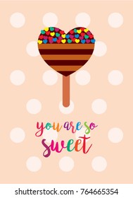 valentine greeting card with popsicle graphic