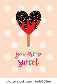valentine greeting card with popsicle graphic