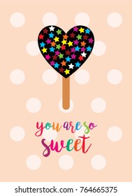 valentine greeting card with popsicle graphic
