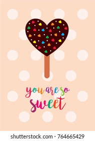 valentine greeting card with popsicle graphic