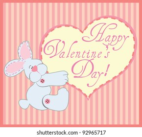 Valentine Greeting Card With Rabbit