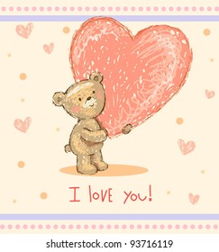 Valentine greeting card, vector illustration