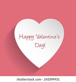 Valentine greeting card with white heart shape label