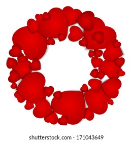 Valentine greeting card with wreath.