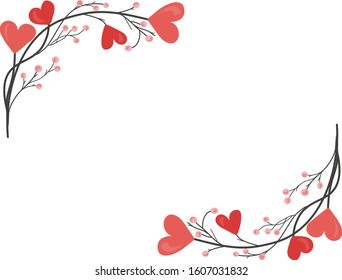 Valentine greeting card with wreath and hurts