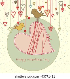 Valentine Greeting with Cute Birds